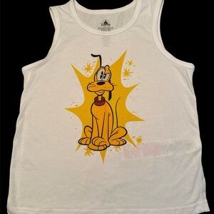 Disney Pluto Kids Tank Top Youth Size 7/8 White Sleeveless Graphic Shirt
